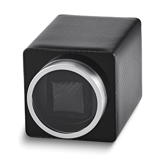 Quality Gold Black Wood Composite & Carbon Fiber Single Battery Operated Watch Winder with Acrylic Window - JWW411-C