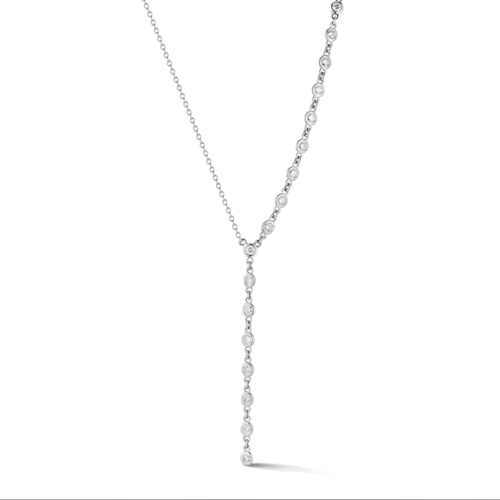 14KW GOLD MODERN DIAMOND BY THE YARD DROP NECKLACE 17D=.68CT  16"