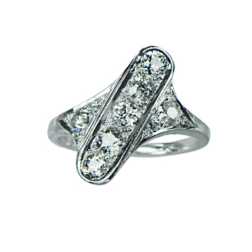 PLAT VINTAGE 'LAMBERT BROS.' DIAMOND RING 9D~1CT