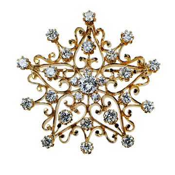 14KY VICTORIAN REPLICA DIAMOND SNOWFLAKE 2.25CT