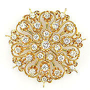 18KY 3CT DIAMOND FLOWER PIN