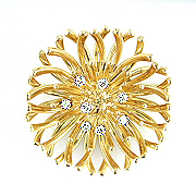 18KY DIAMOND FLOWER PETAL PIN 8D APPR. .50CTTW