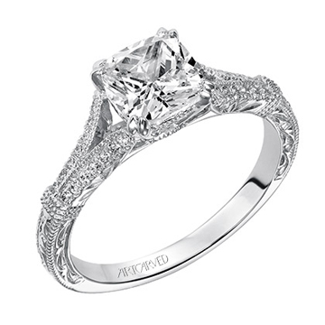 14KW ENGRAVED DIAMOND SPLIT SHANK SETTING .16CT
