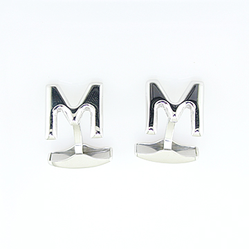 SILVER INITIAL CUFFLINKS "M"