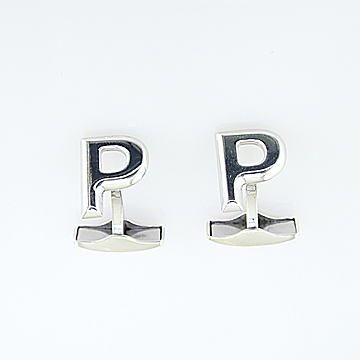 SILVER INITIAL CUFFLINKS "P"