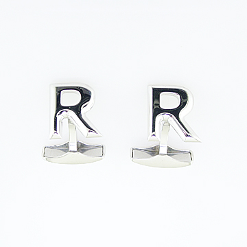 SILVER INITIAL CUFFLINKS "R"