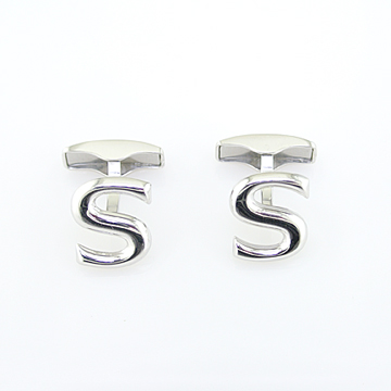 SILVER INITIAL CUFFLINKS "S"