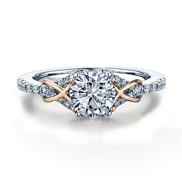 14KW/PINK GOLD TWIST SHANK W/PINK "X" 36D=.27CT