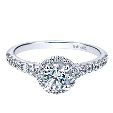 14KW DIAMOND HALO ENGAGEMENT RING .86CT