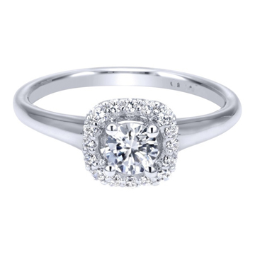 14KW DIAMOND HALO ENGAGEMENT RING .52CT