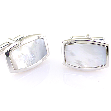 SILVER MOTHER OF PEARL CUFFLINKS