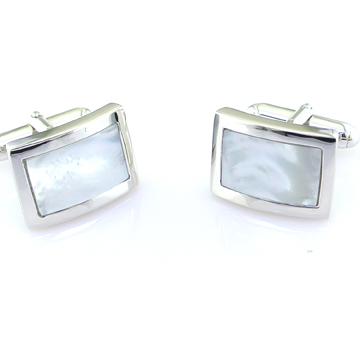 SILVER MOTHER OF PEARL CUFFLINKS