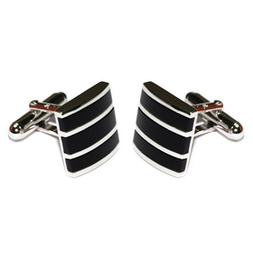 SILVER BLACK ONYX CUFFLINKS