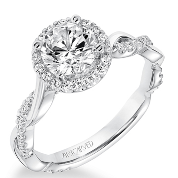 14KW DIAMOND HALO TWIST DIAMOND BAND SETTING .37CT