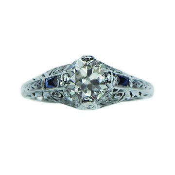PLAT VINTAGE DIAMOND RING .88CT