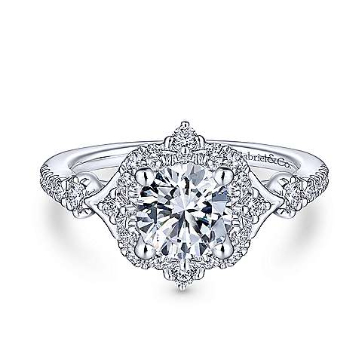 14KWG VINTAGE DESIGN 4 PRONG HALO MTG .36CT