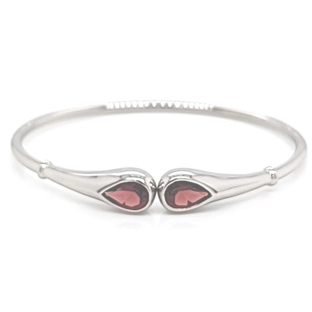 SILVER GARNET BANGLE BRACELET GT=2.62