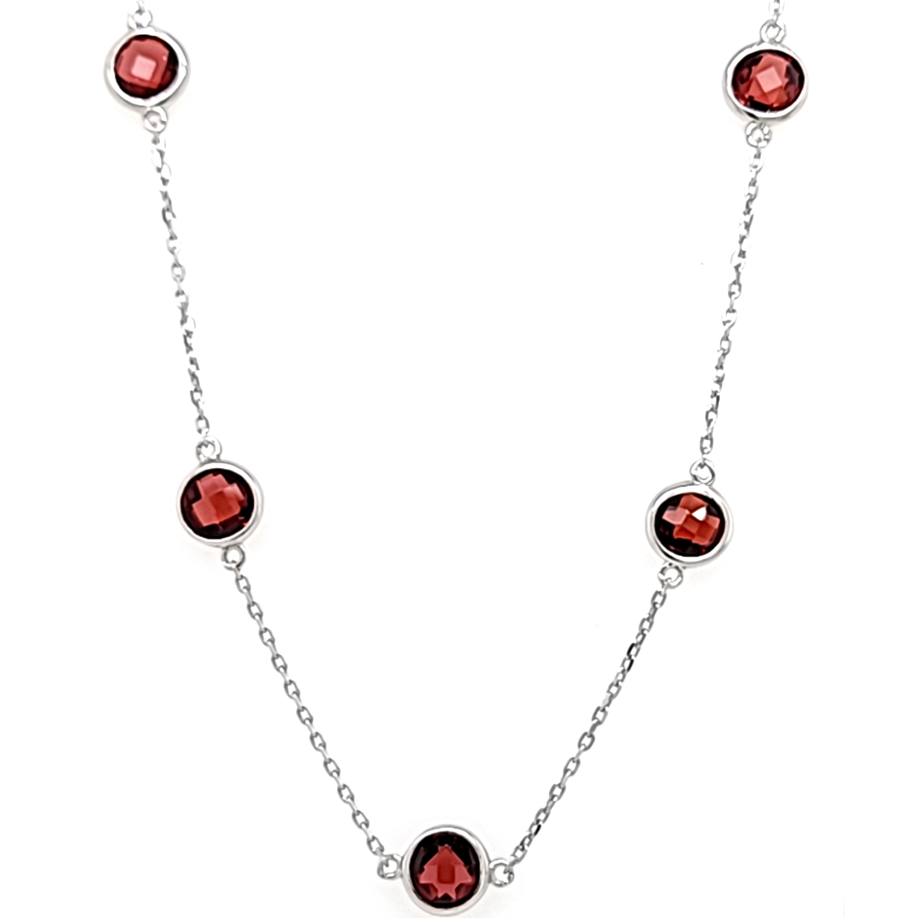 SILVER BEZEL SET GARNET NECKLACE 4.93CT