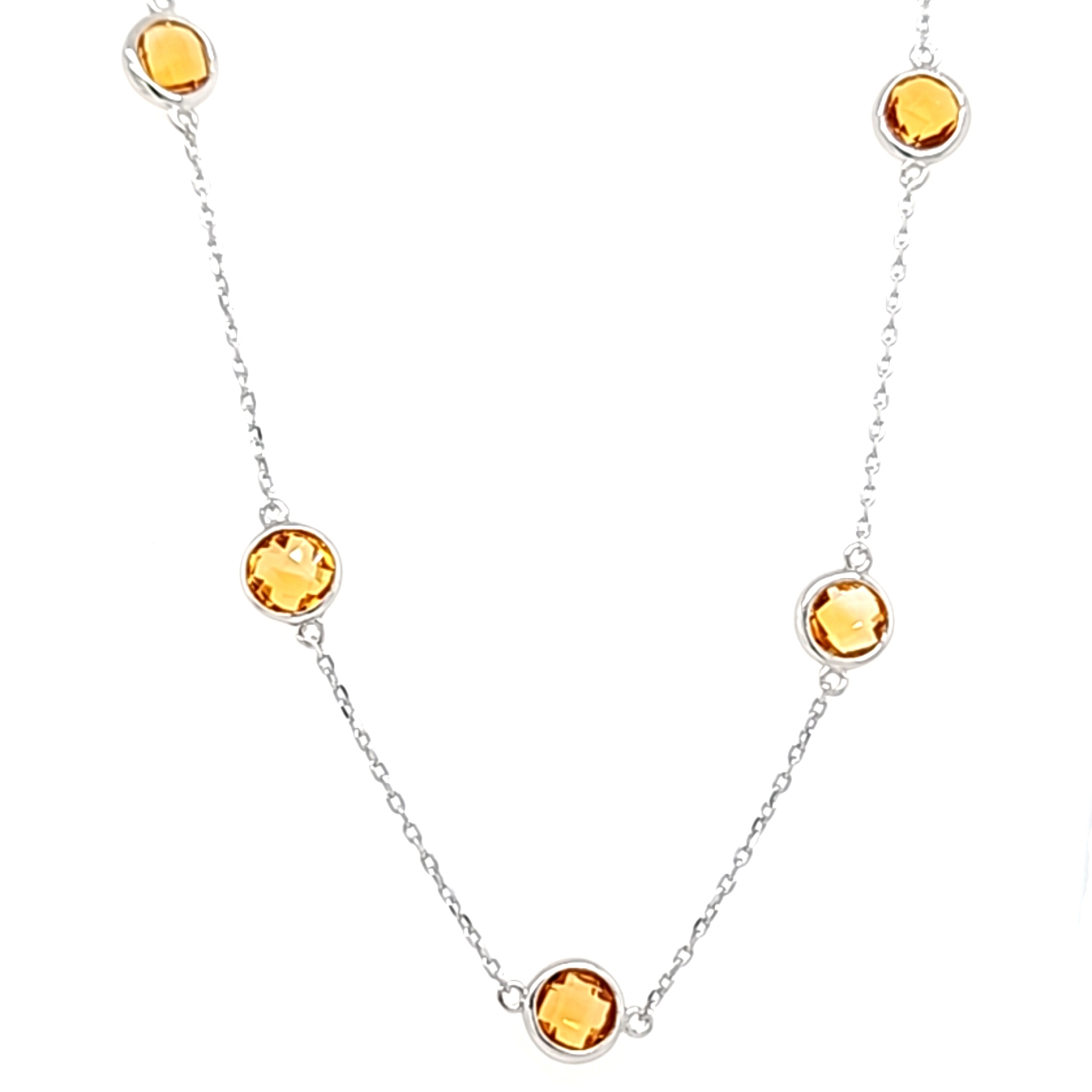 SILVER BEZEL SET CITRINE NECKLACE 3.96CT