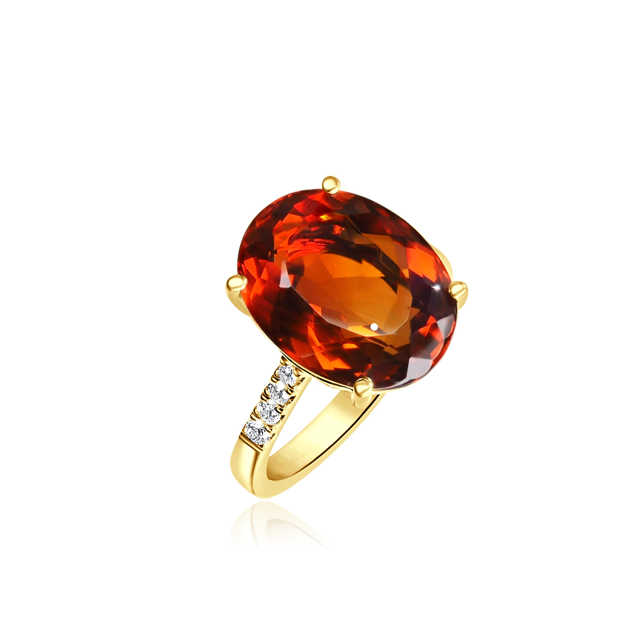 14KY GOLD OVAL MADEIRA CITRINE RING 9.18CT 8D=.18CT
