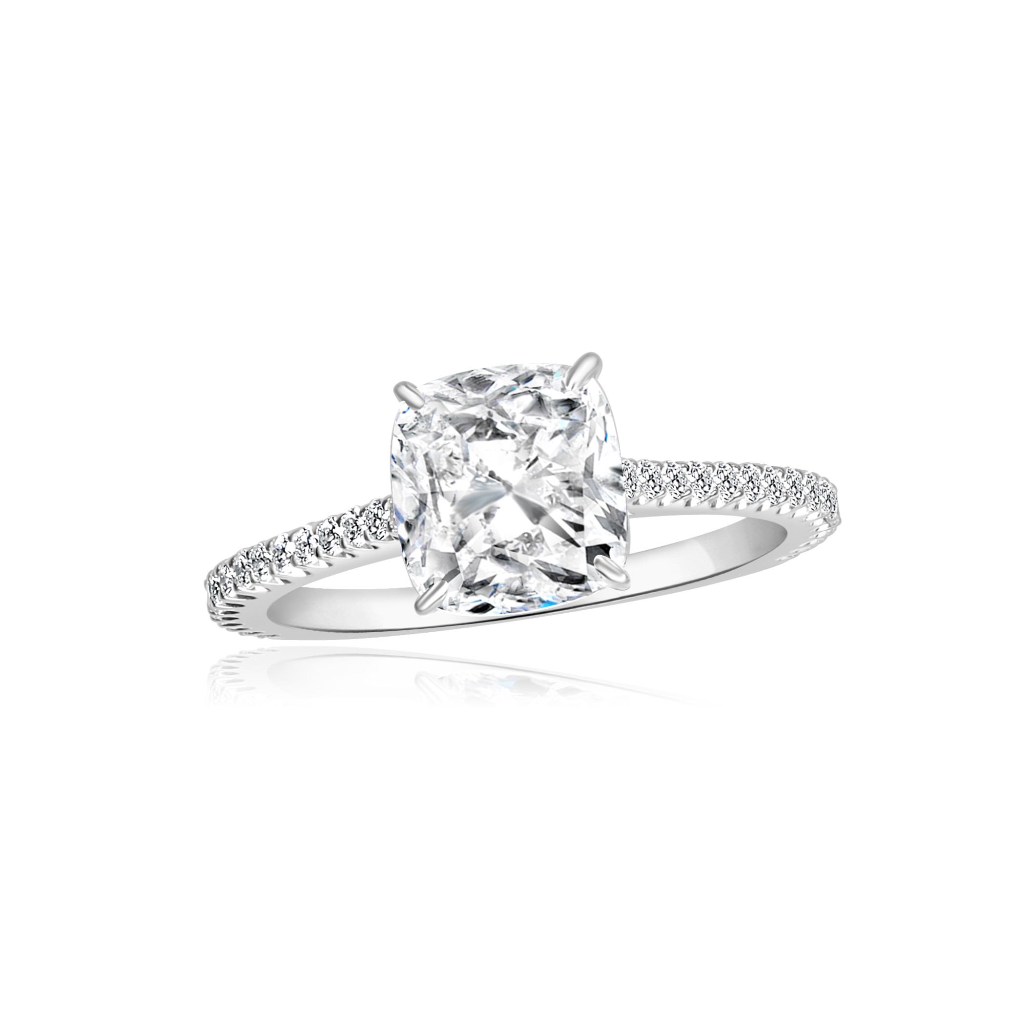 PLATINUM 2.42CT OLD MINE CUT DIAMOND HIDDEN HALO RING 42D=.40CT