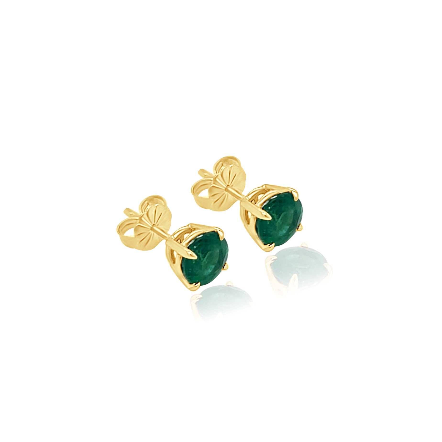 14KY GOLD ROUND EMERALD STUD EARRINGS 1.60CT