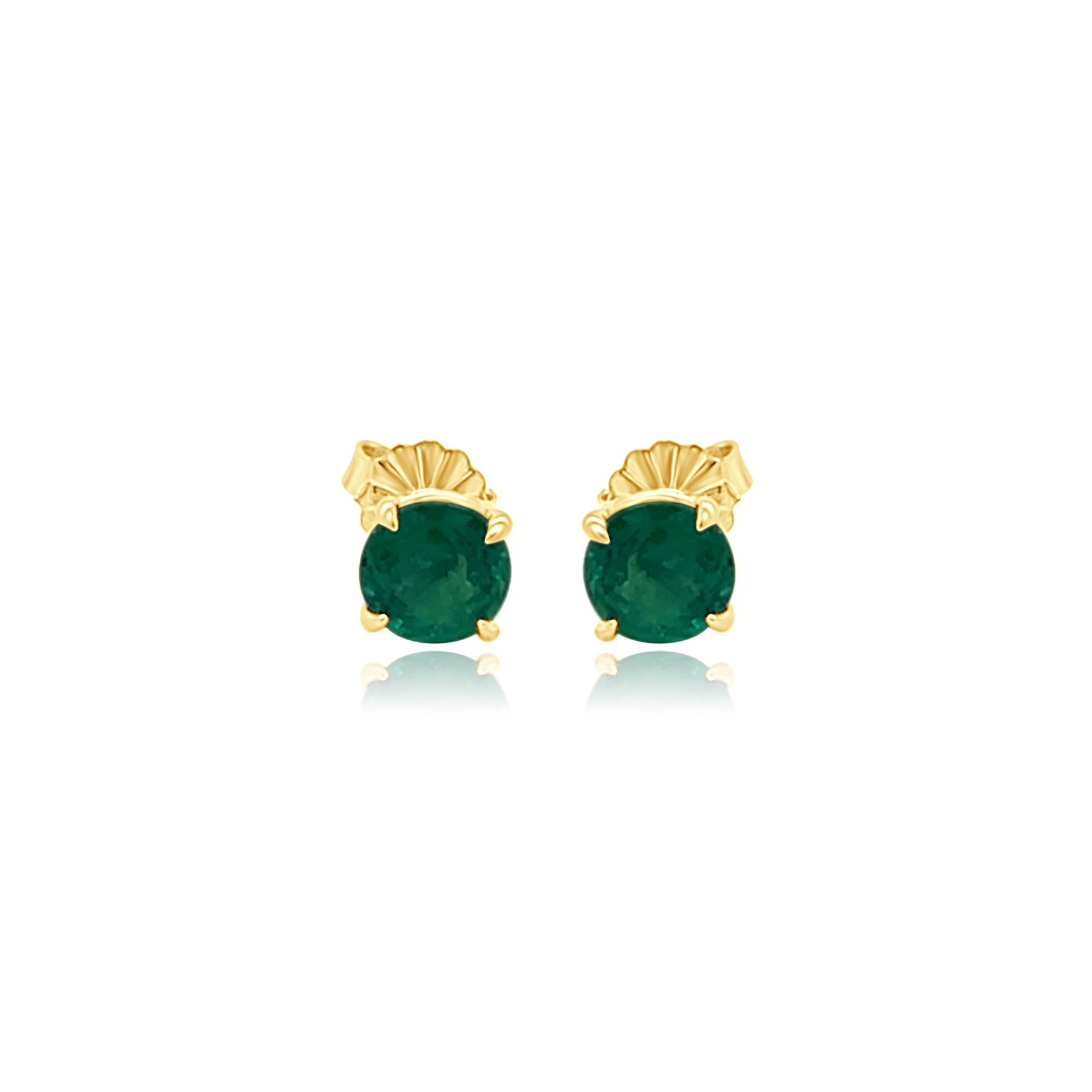 14KY GOLD ROUND EMERALD STUD EARRINGS 1.60CT