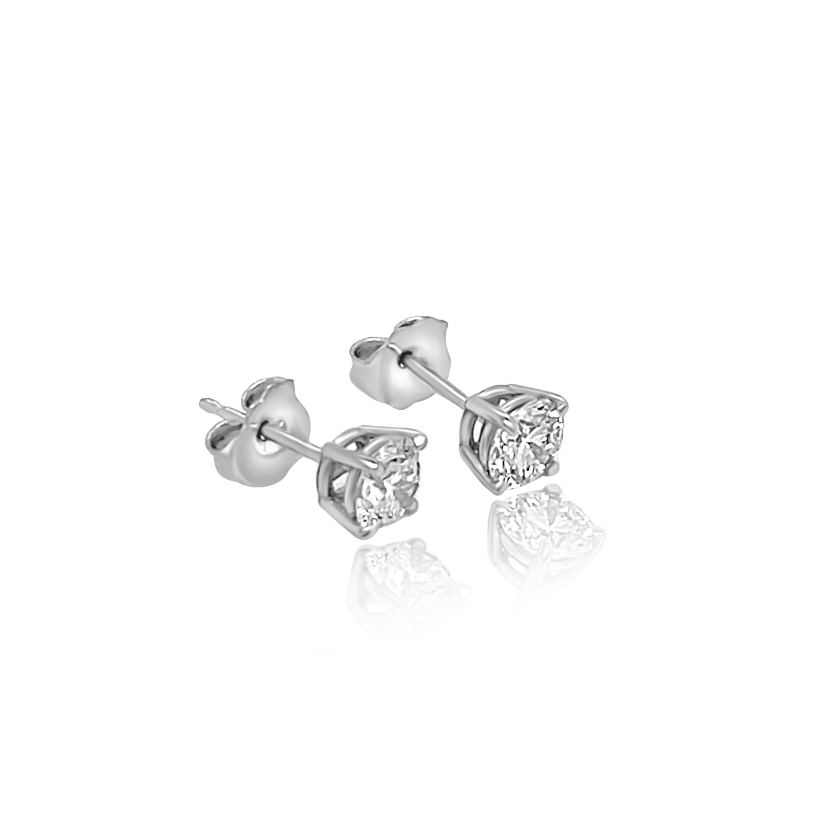 14KW 4 PRONG DIAMOND STUD EARRINGS 1.05CT