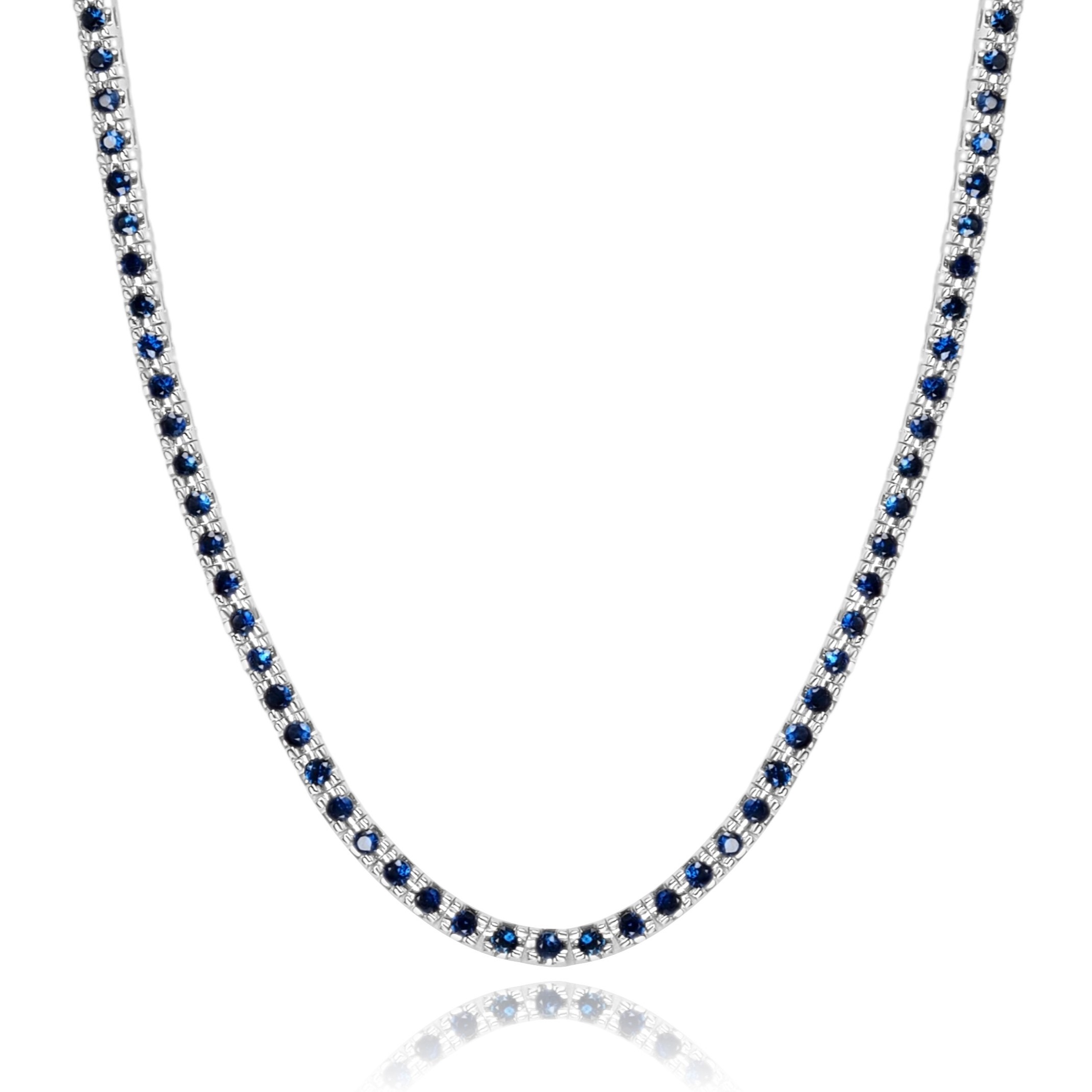 18KW GOLD SAPPHIRE TENNIS NECKLACE 81 SAP=2.76CT