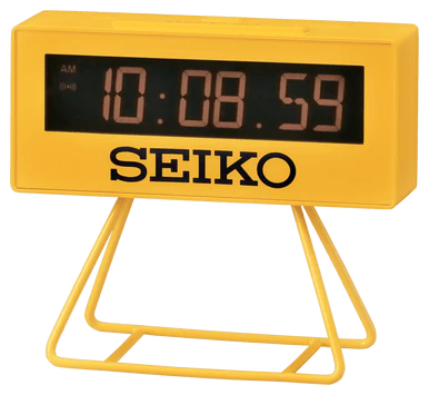 Seiko Heritage Design Marathon Timer Inspired Matte Yellow Digital Bedside Alarm Clock -QHL062YLH
