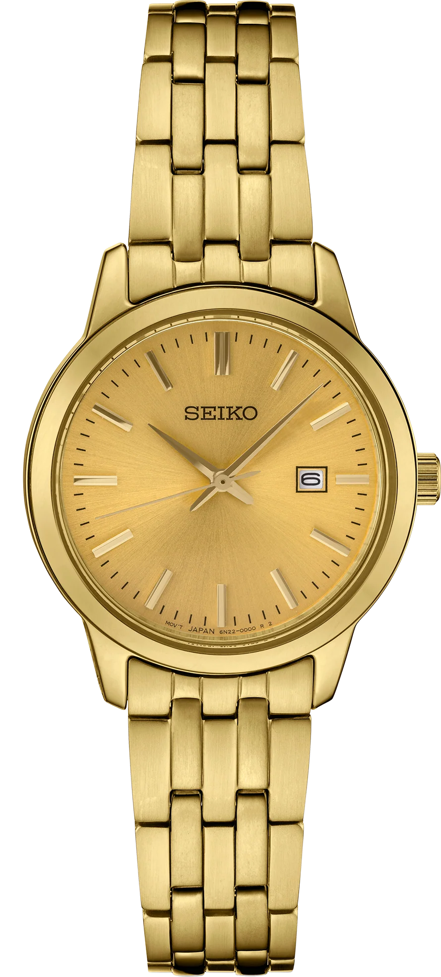 Seiko Essentials Champagne Dial Gold-Plated Stainless Steel Case & Bracelet 30 mm Quartz Watch - SUR444