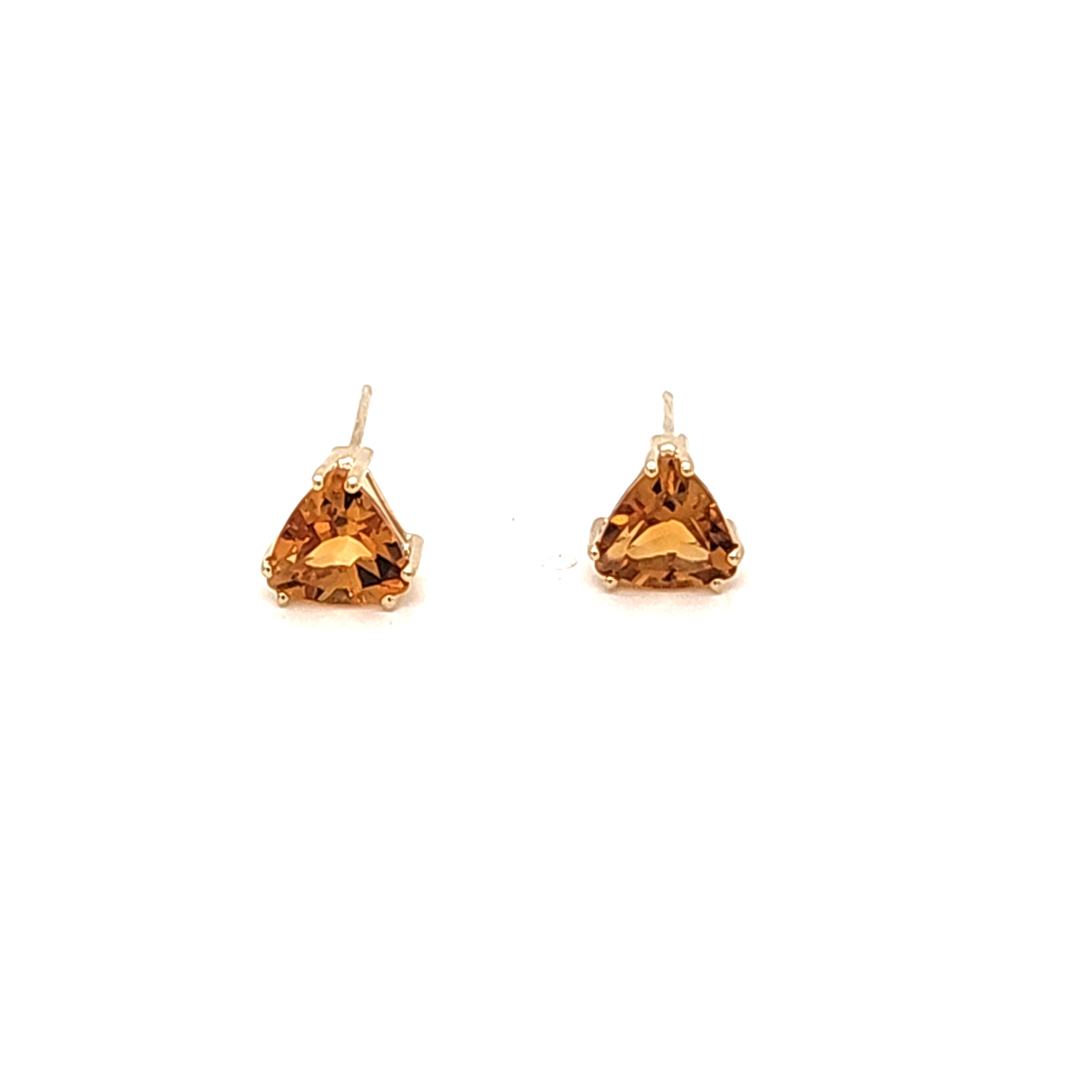 14KYG TRIANGLE SHAPE CITRINE STUD EARRINGS