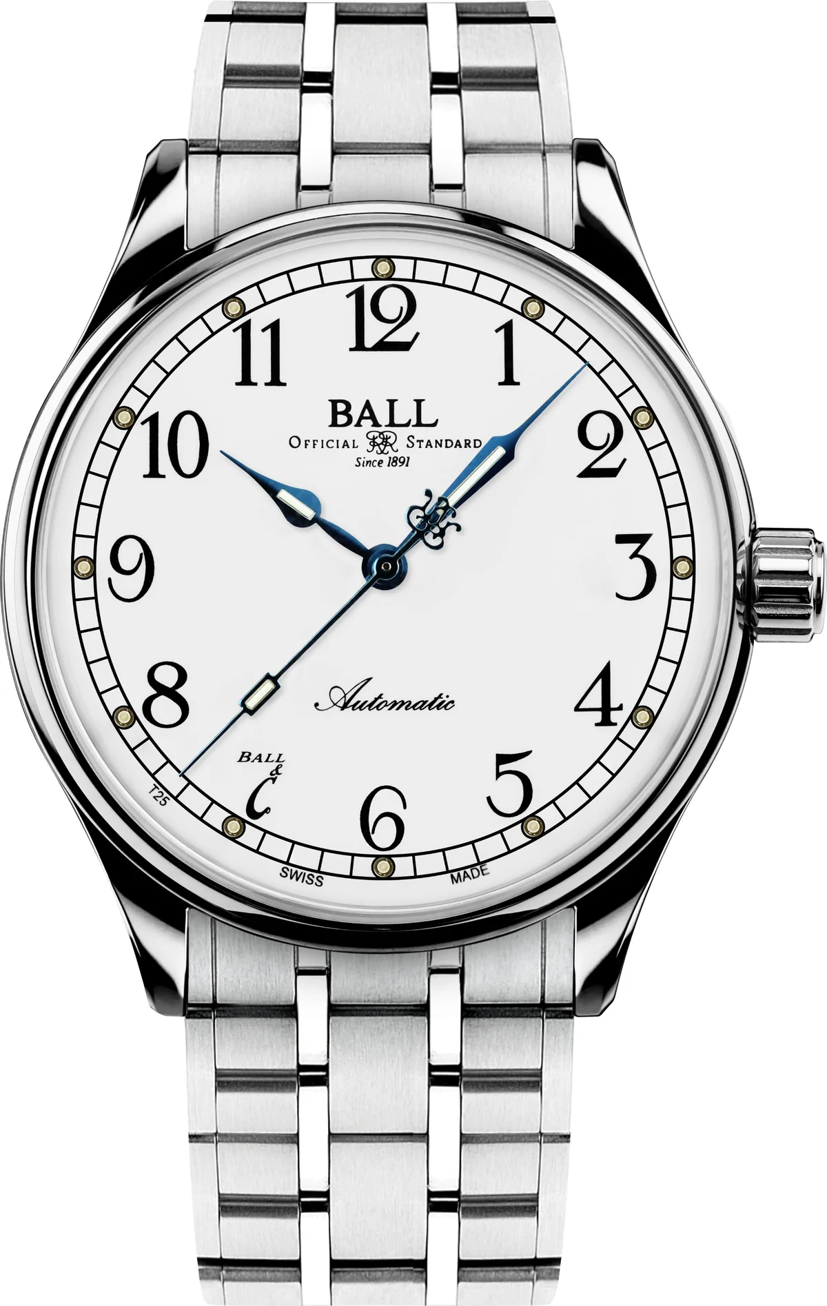 Ball Trainmaster Standard Time Automatic White Dial Men’s Watch - NM3888D-S9J-WH