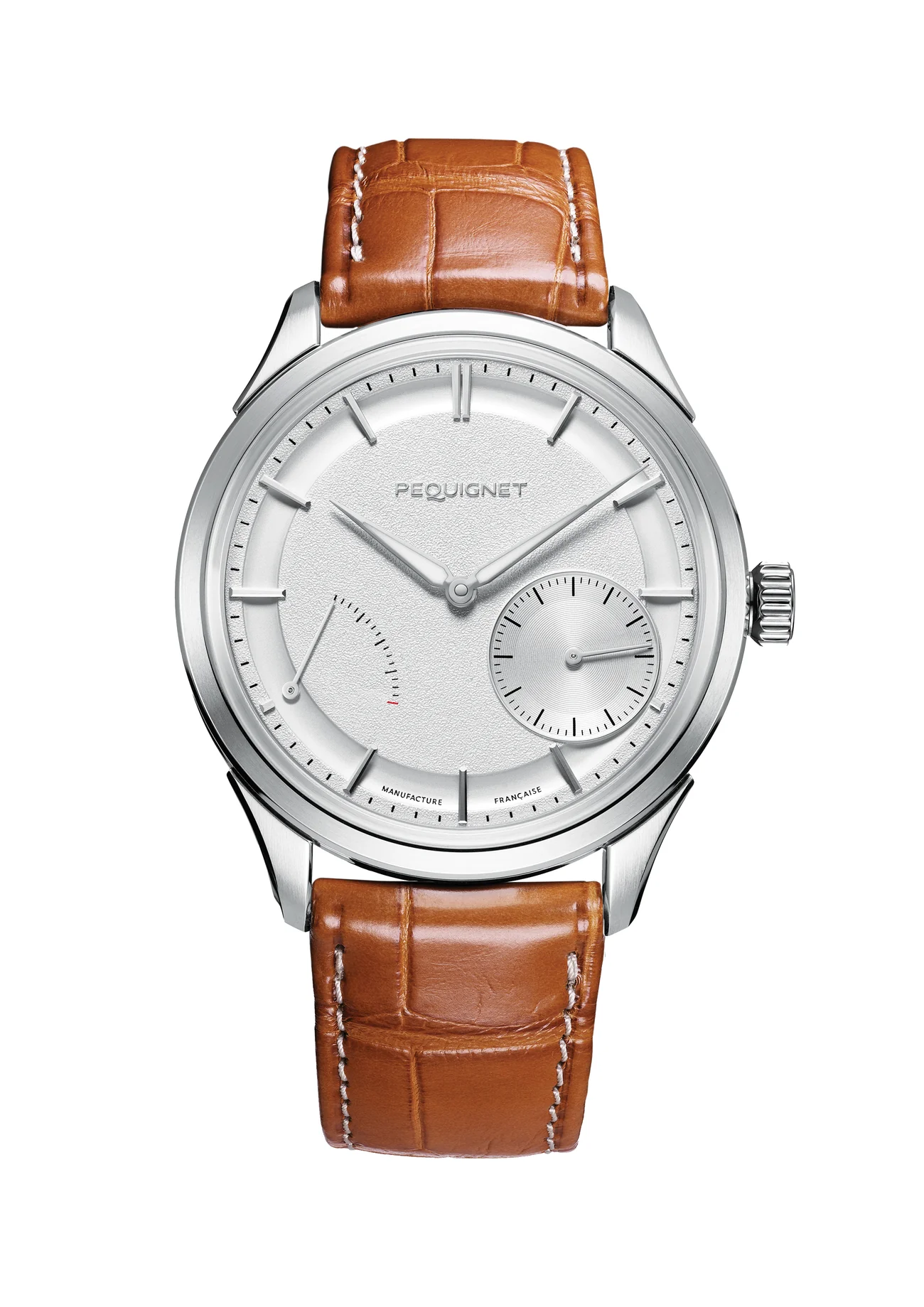 Pequignet Royale Paris Opaline Silver Dial Stainless Steel Case Brown Leather Strap 39.5 mm Automatic Watch - 9100133/A