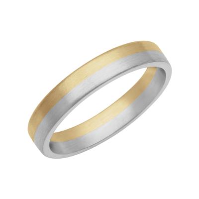 PLAT/18KYG 2 LAYER FUSION 4MM WEDDING BAND