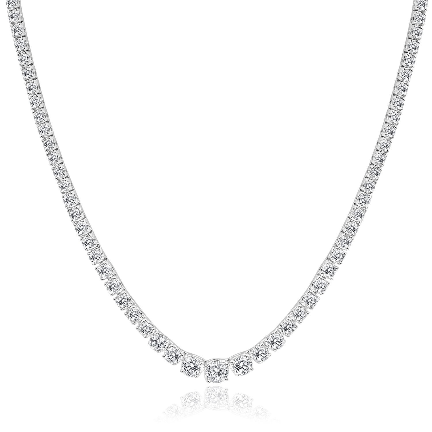 14KW GOLD GRADUATED DIAMOND TENNIS NECKLACE 10.57CT