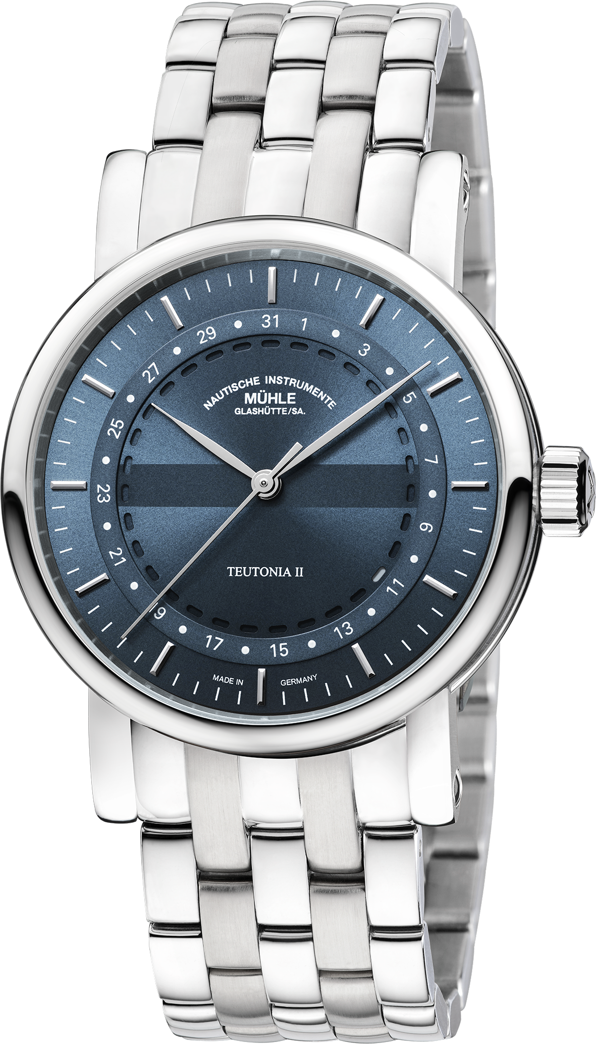 Teutonia II Ring Date Blue Dial Stainless Steel Case & Bracelet 41 mm Automatic Watch - M1-33-52-MB