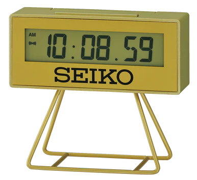 Seiko Heritage Design Marathon Timer Inspired Gold-Tone Digital Bedside Alarm Clock - QHL062GLH