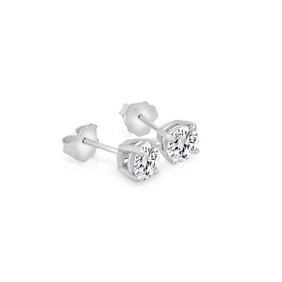 14KW 4 PRONG DIAMOND STUD EARRINGS 1.21CT
