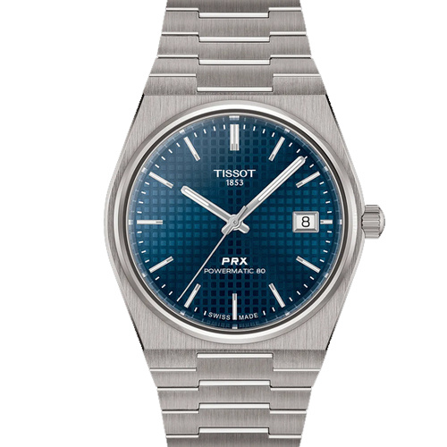 TISSOT PRX 38MM BLUE DIAL TITANIUM CASE AND BRACELET WATCH