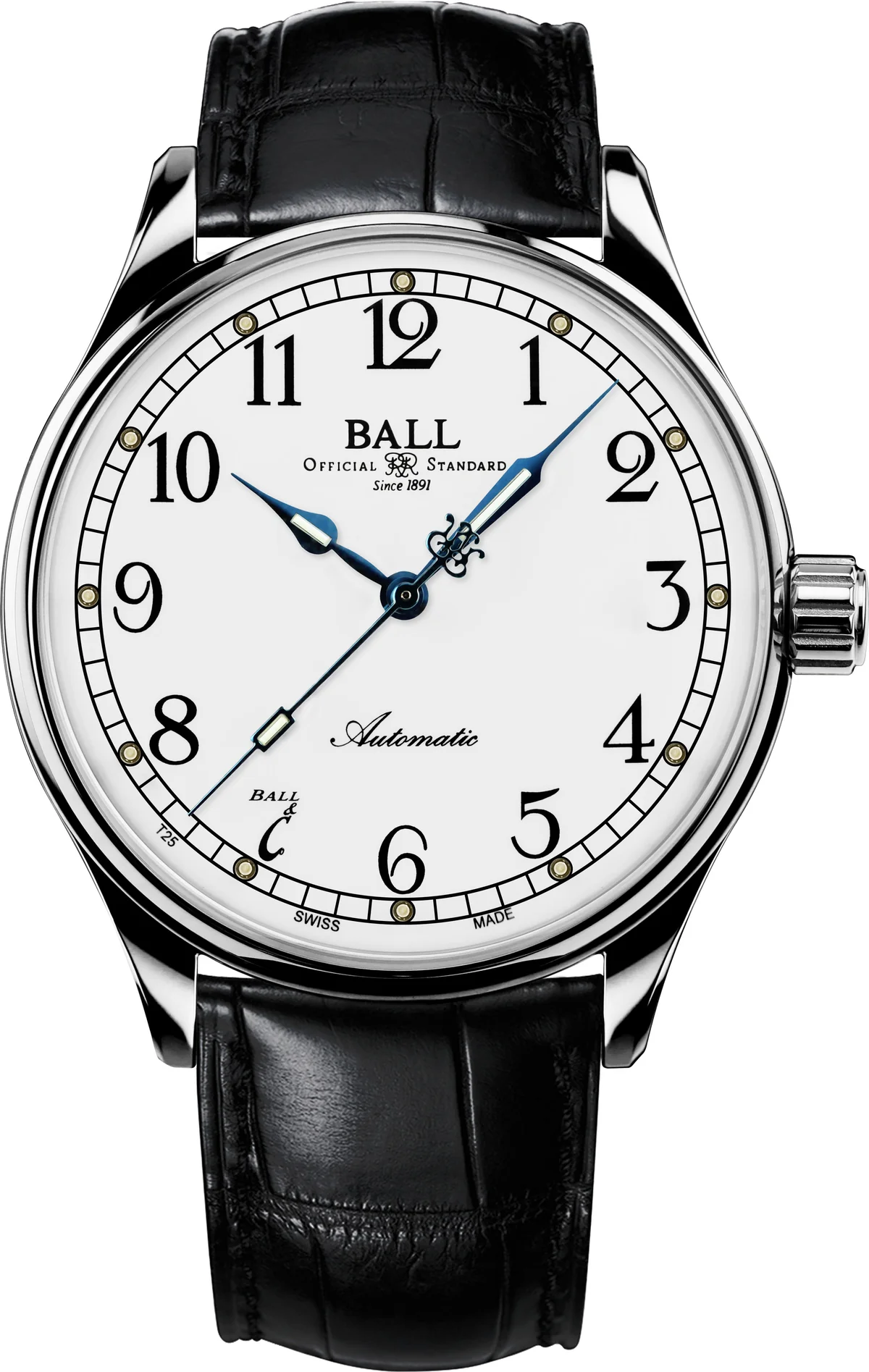 Ball Trainmaster Standard Time Automatic White Dial Leather Strap Men’s Watch - NM3888D-LL9J-WH