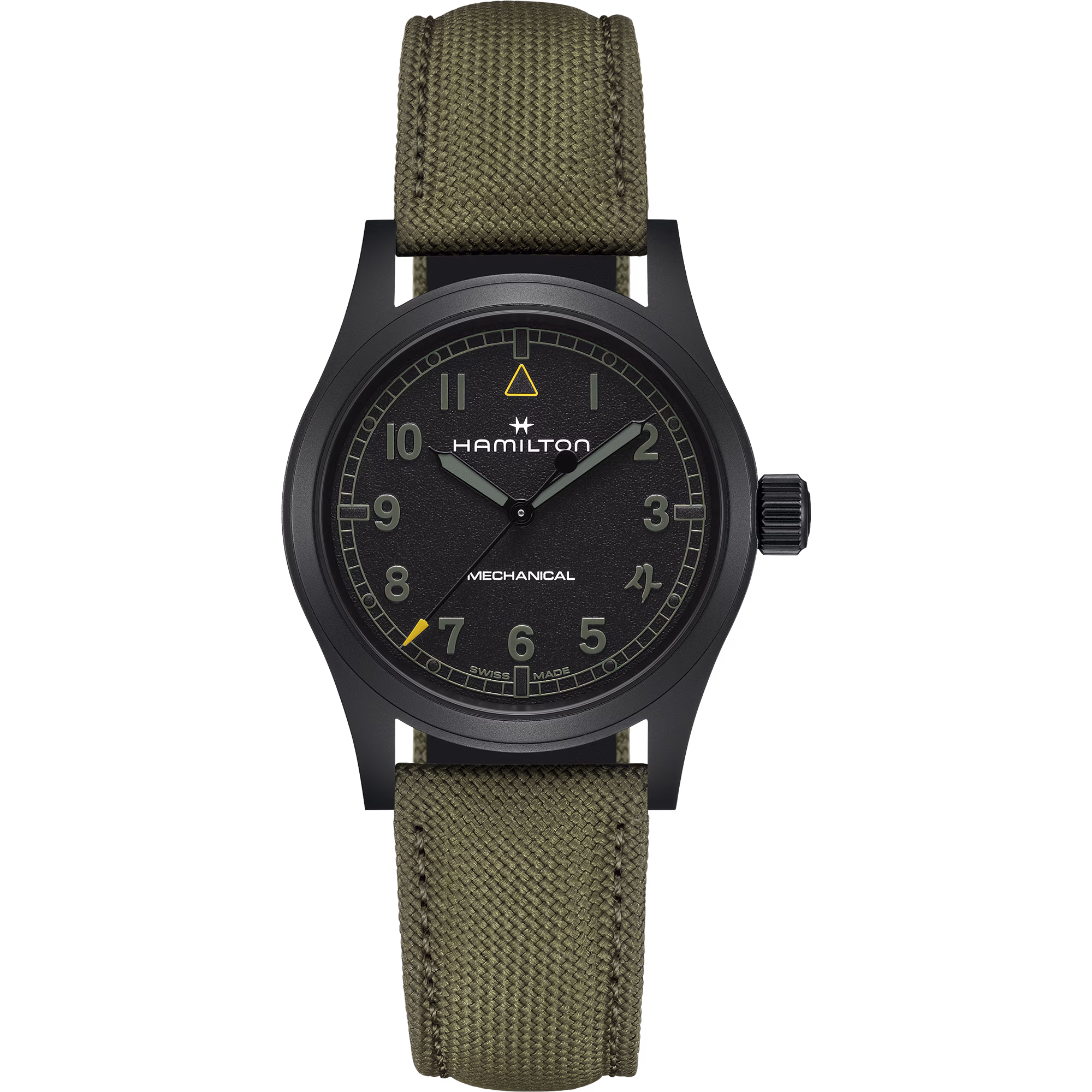 Hamilton x Call of Duty Modern Warfare 4 Khaki Field Mechanical Black Dial Black PVD-Coated Stainless Steel Case Green Textile Strap 38mm Mechanical Watch - H69469930