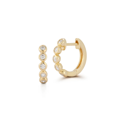 14KY GOLD BEZEL SET DIAMOND HUGGY EARRINGS 10D=.14CT