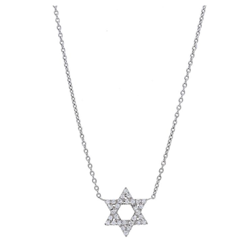 14KW GOLD DIAMOND STAR OF DAVID PENDANT .23CT  16"