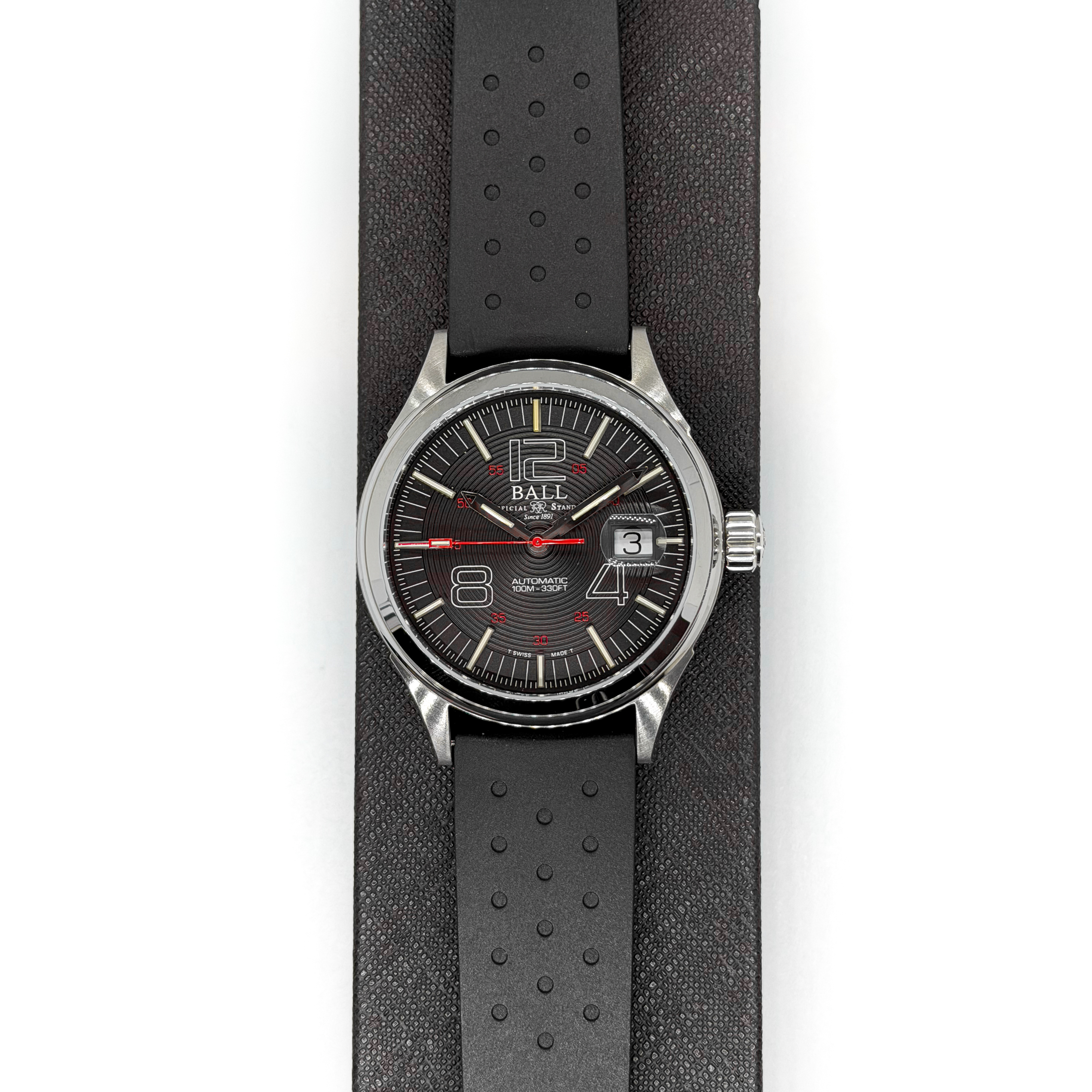 Ball Fireman Nightbreaker Black Dial Stainless Steel Case Black Perforated Rubber Strap  40 mm Automatic Watch - NM2188C-P11-BK3