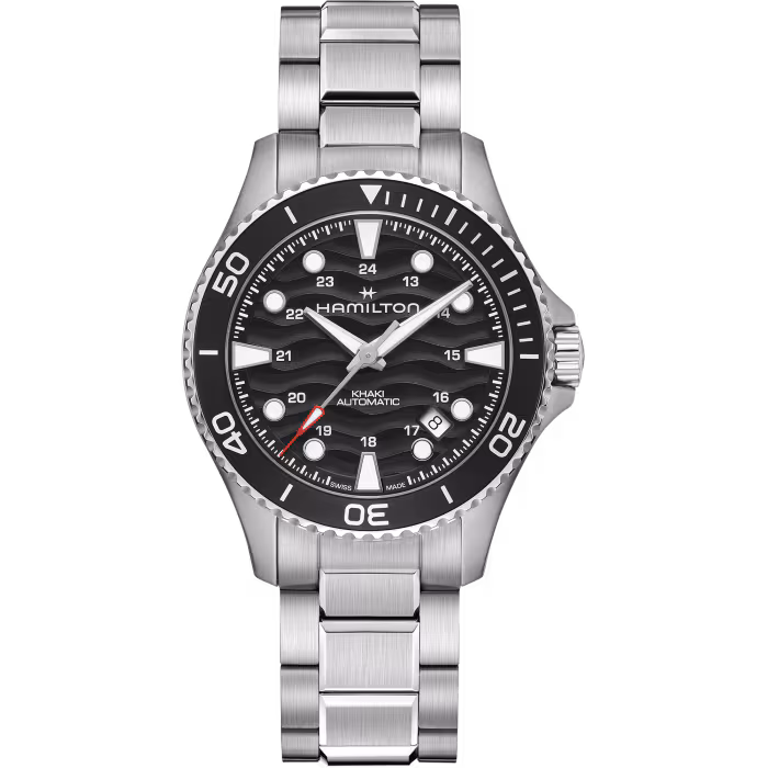 Hamilton Khaki Navy Scuba Black Wave Dial Steel Automatic Men’s Watch - H82415130