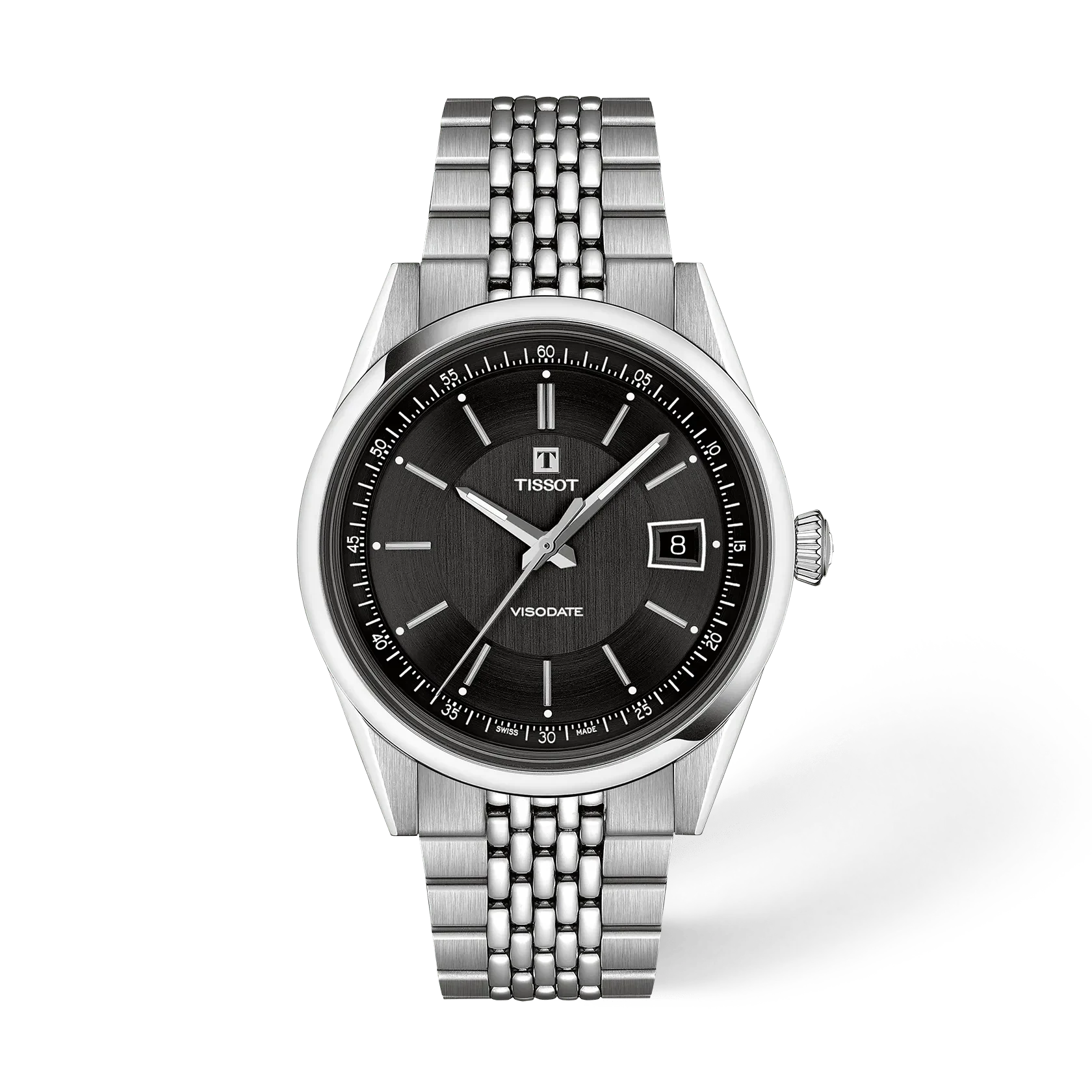 Tissot Visodate Automatic Black Dial Stainless Steel Bracelet Men's Watch - T157.407.11.051.00