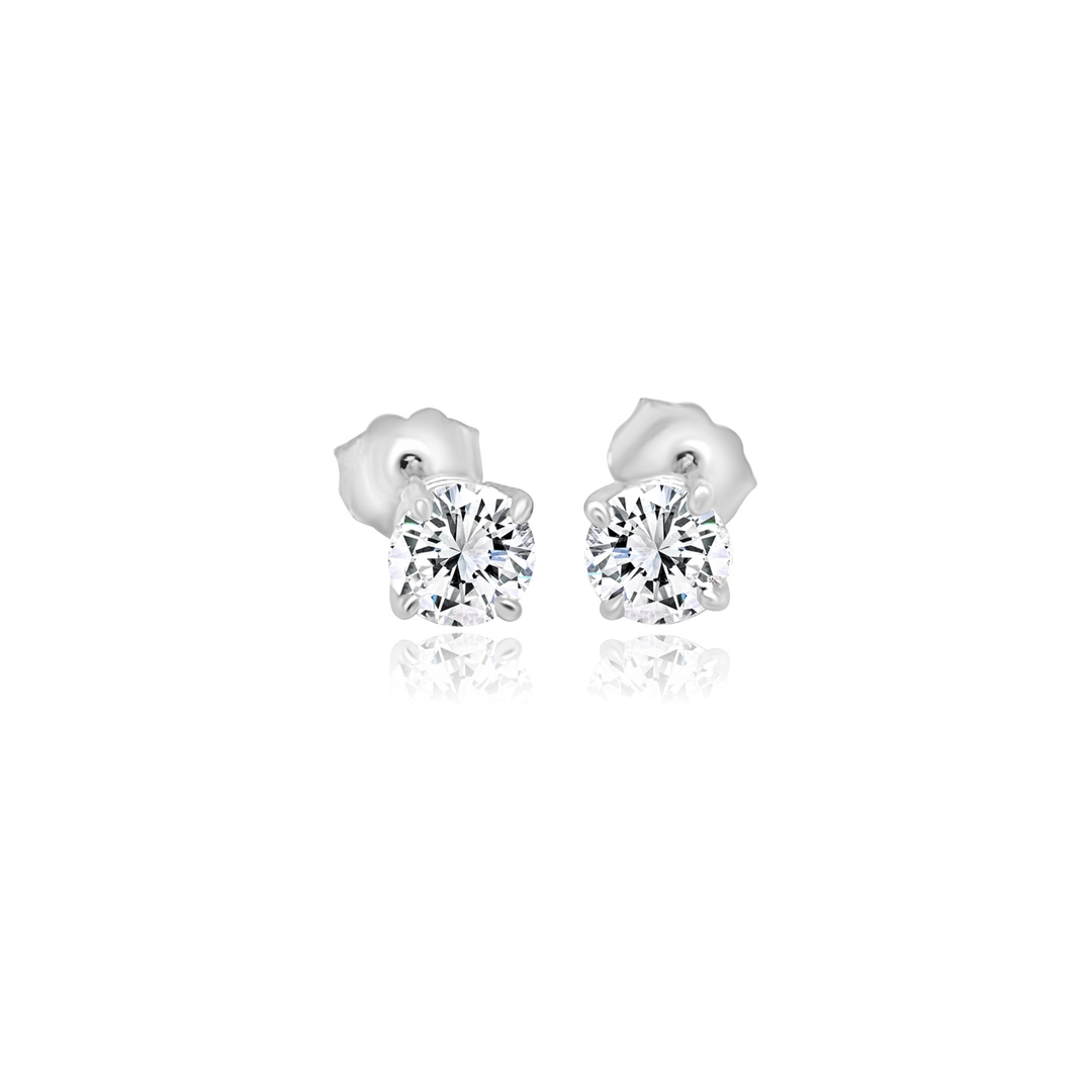 14KW 4 PRONG DIAMOND STUD EARRINGS 1.21CT
