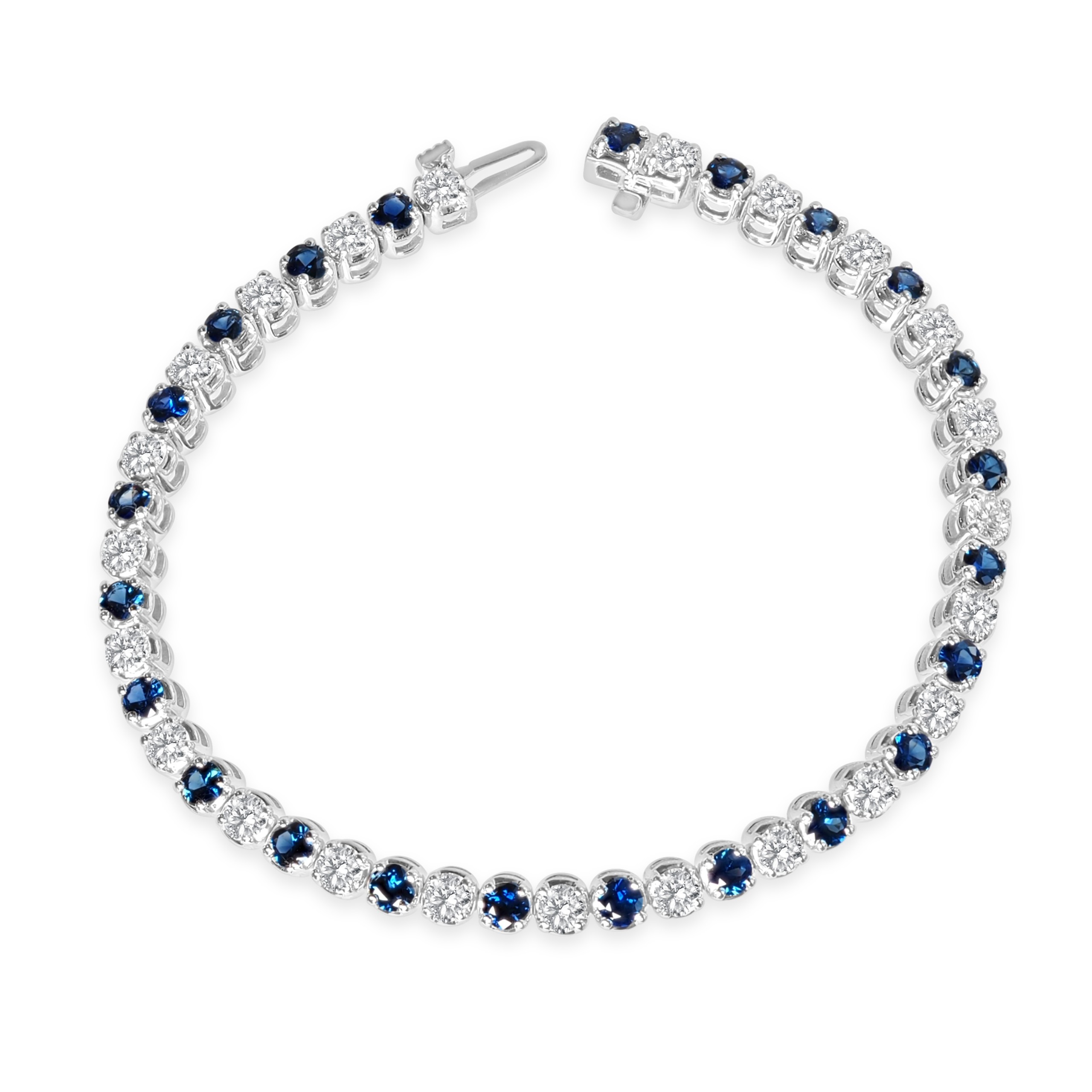 14KW GOLD SAPPHIRE & DIAMOND TENNIS BRACELET 23S=3.49CT, 23D=3.06CT