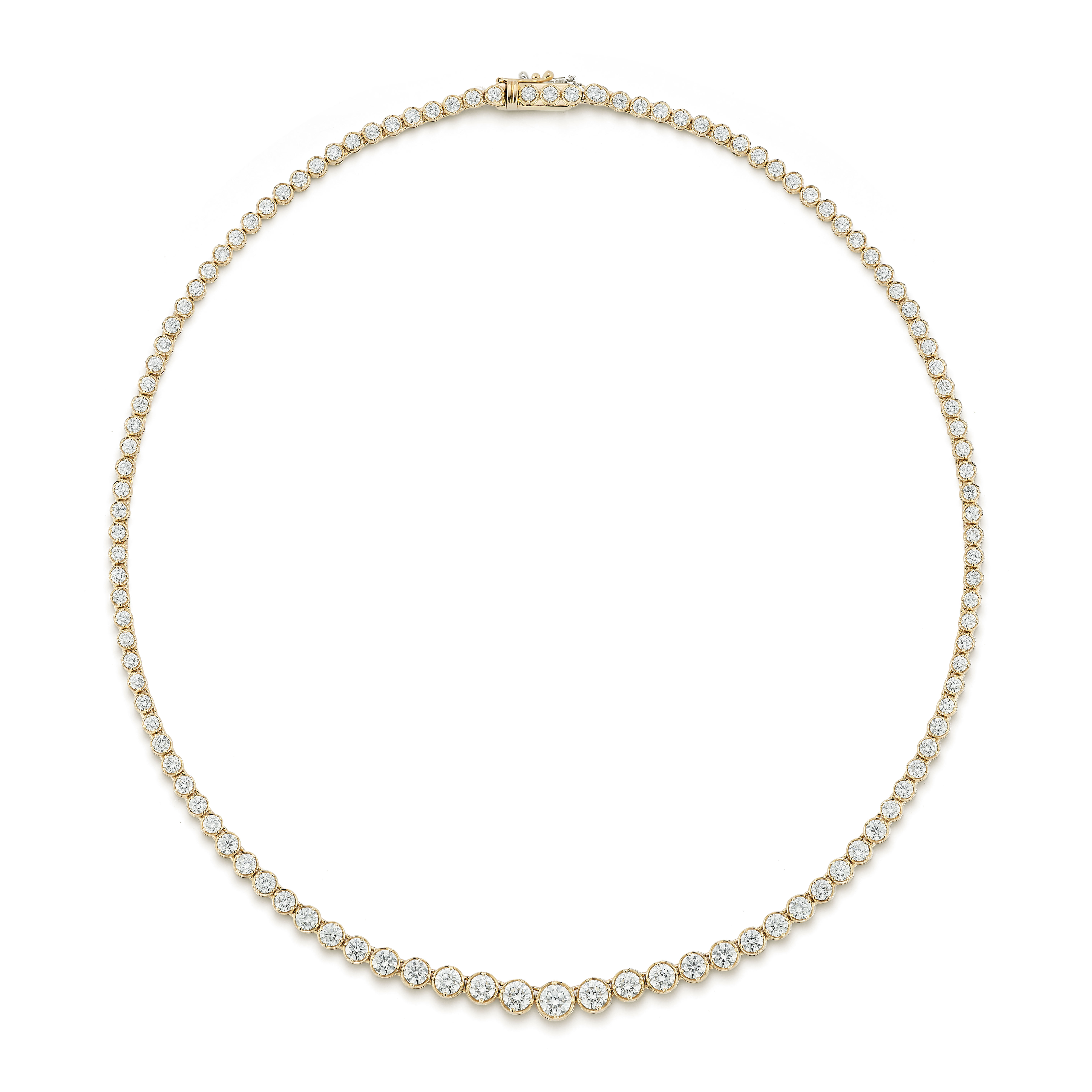 14KY GOLD GRADUATED DIAMOND TENNIS NECKLACE PRONG/BEZEL SET 8.98CT